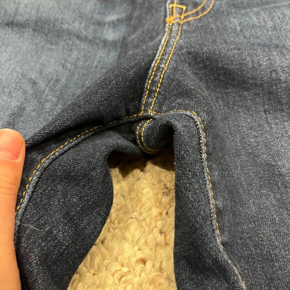 Levi's Ribcage Straight Ankle Jeans Sz 31 Dark Wash Denim Distressed Button Fly - Picture 7 of 8